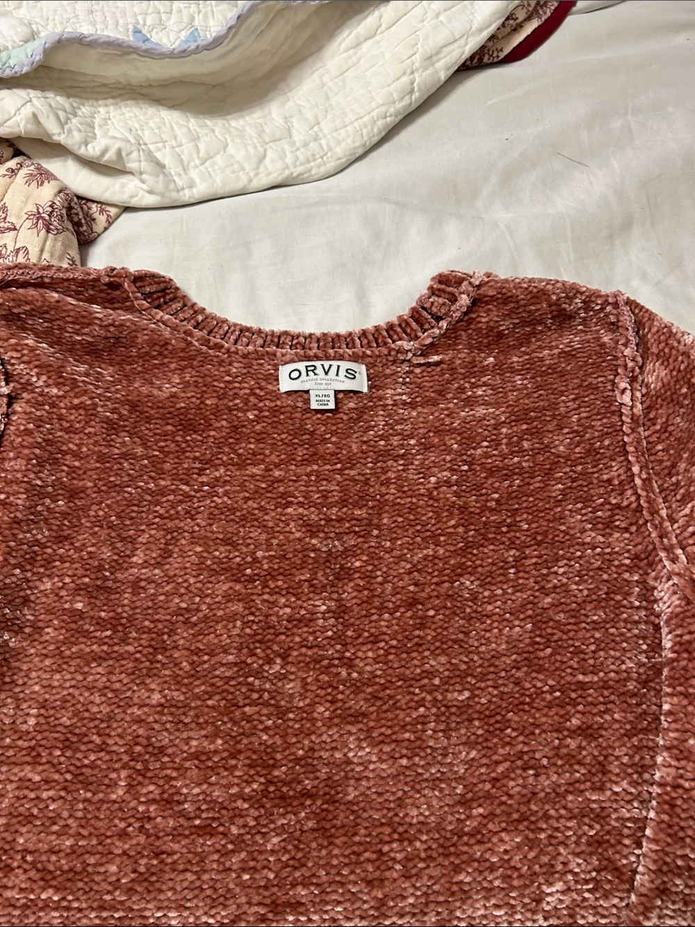 Orvis Chenille Crewneck Sweater in Rust Women’s XL